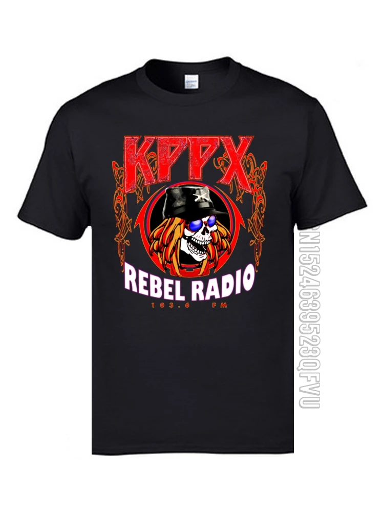Футболка с принтом Heavy Metal Band Gun N Rose KPPX Rebel Radio Geek тенниска из 100% хлопка круглым