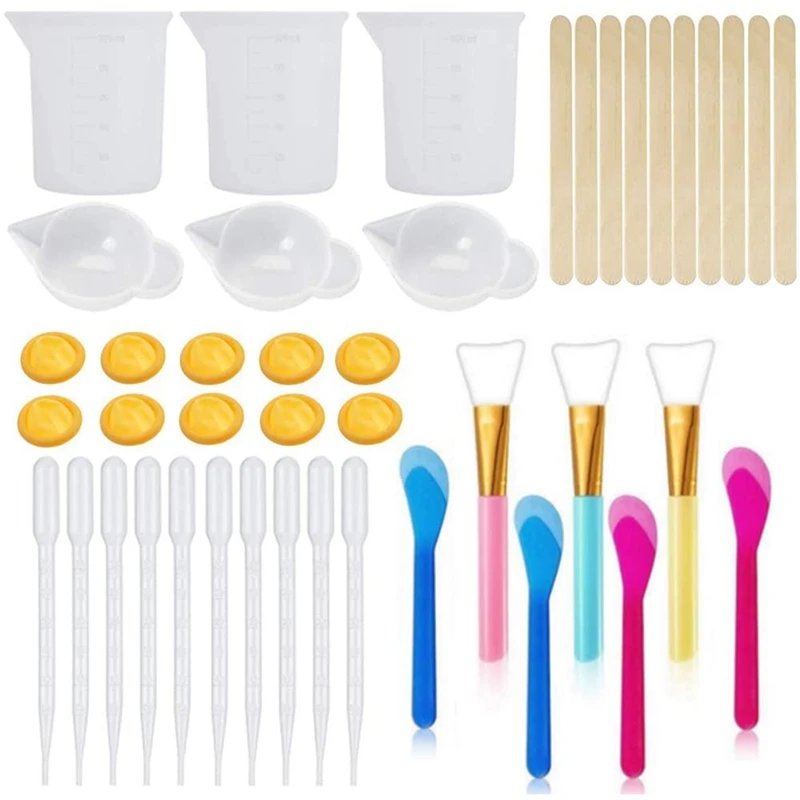 43pcs Resin Mixing Tool Kit Silicone Measuring Cups For Epoxy Resin