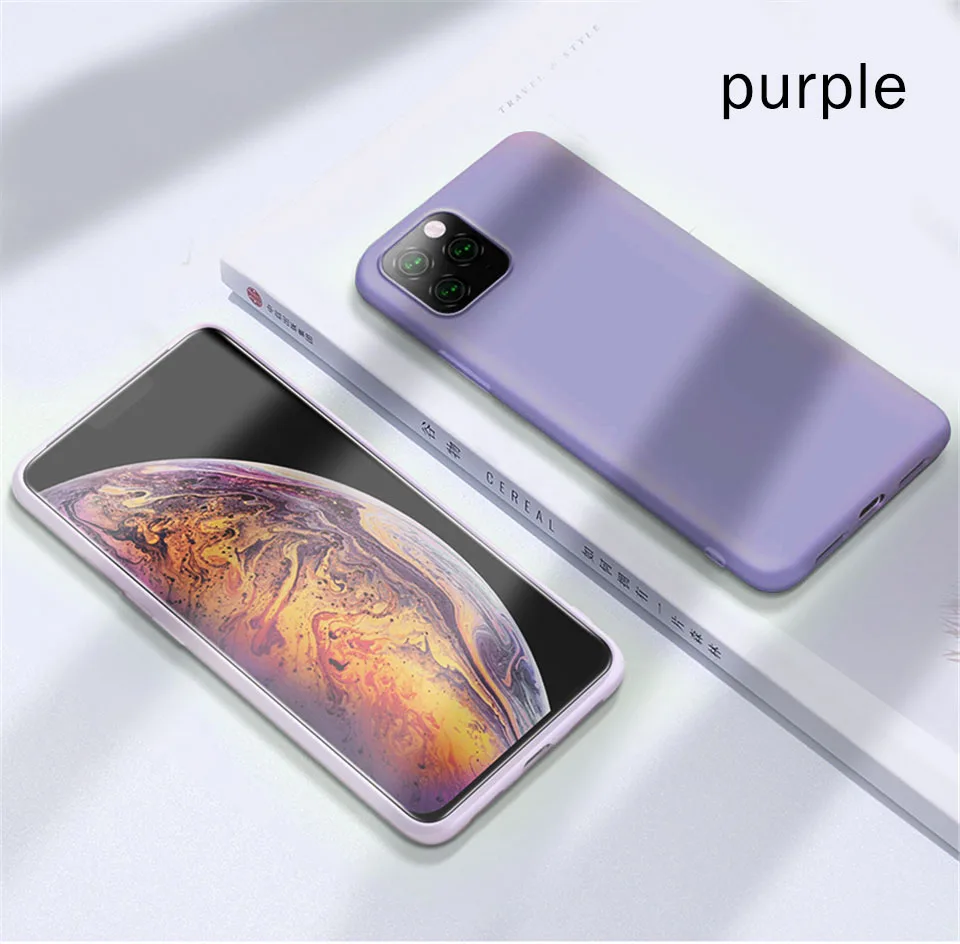Purple Тонкий жидкий силиконовый мягкий чехол для iPhone 11 чехол XR 7 8 Plus XS Max чехол карамельного цвета для iPhone11 Pro 6 6s Plus 5 SE - Цвет: Purple