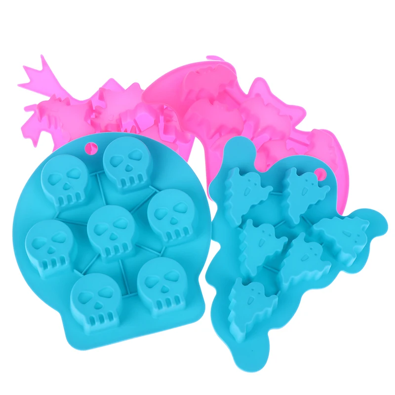 Bone Ghost Bat Silicone Fondant Flexible Halloween Cake Mould Soap Molds Decorating Tools Color Random1pc Halloween Mold Witch