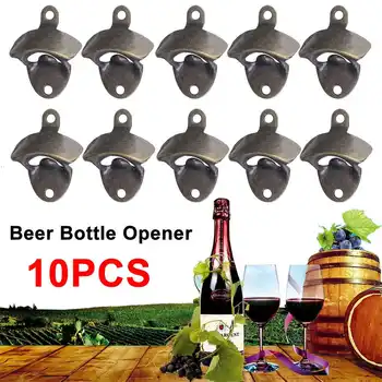 

10 Pcs Wall Bottle Opener Mounted Rustic Beer Opener Set Vintage Look Mounting Wall Mount Bottle Opener For Kitchen Cafe Bars