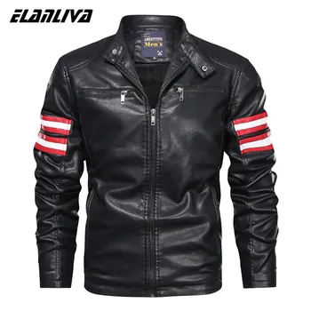 

2020 Winter Leather Jacket Men Fashion Stand Collar Motorcycle PU Jacket Men's Casual Vintage Warm Biker Leather Jacket Coat Man