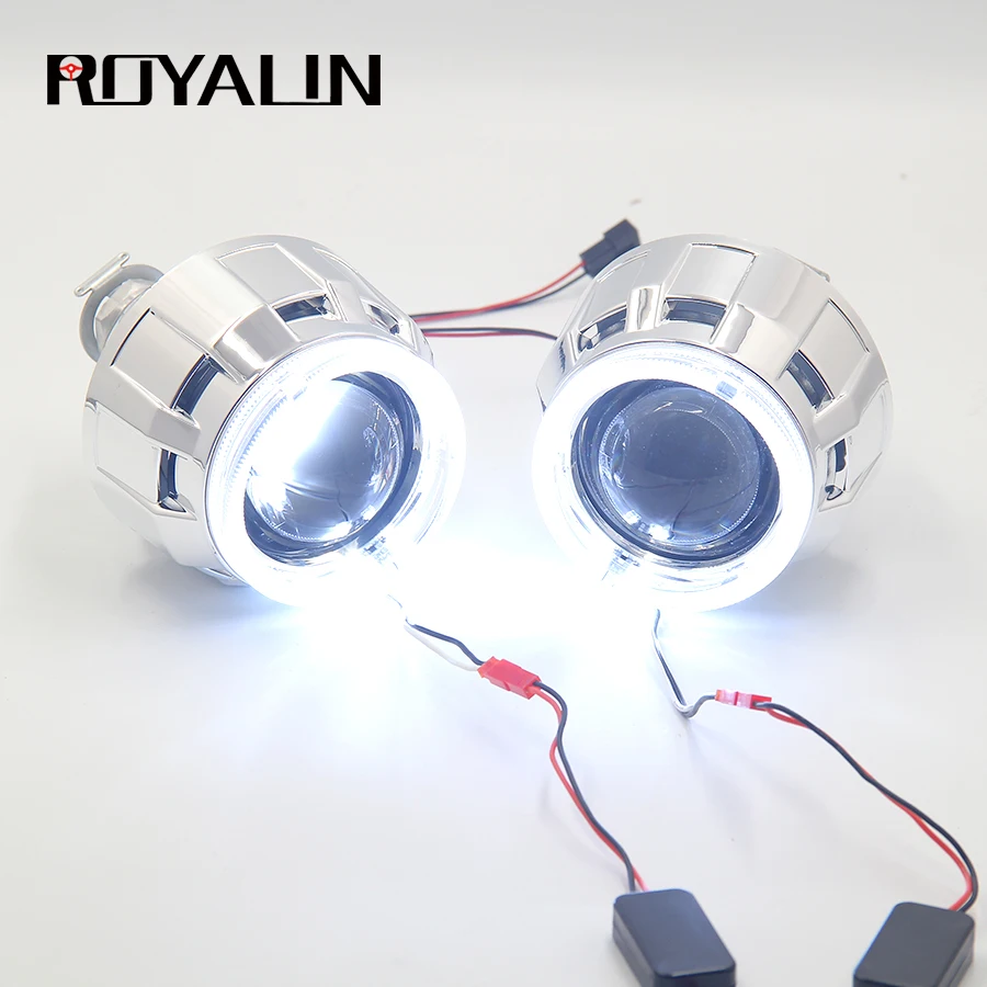 ROYALIN DRL Bi Xenon галогенные фары объектив светодиодный проектор ангельские глазки H1 H4