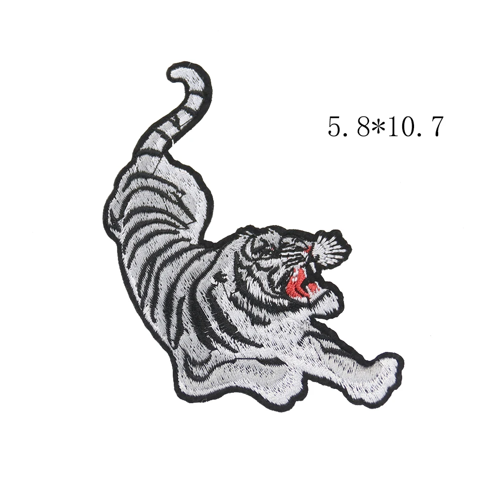 Waldtier Stickerei Aufkleber Nähen Stoff DIY Tiger Kuh Wolf Patch Applikationen Emblem bestickte Abzeichen – Detail 11