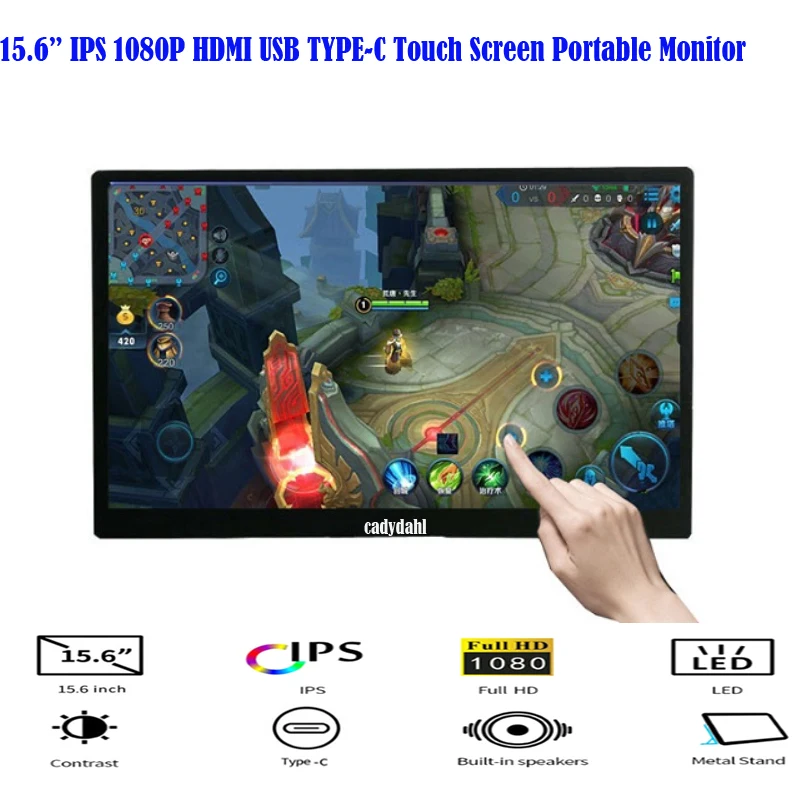 15.6 inch IPS 1080P FHD HDMI USB TYPE-C Touch Screen Portable Monitor Gaming For Raspberry Pi PC Phone PS4 Xbox Switch | Компьютеры и