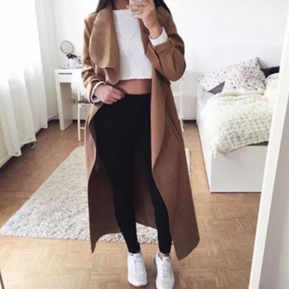 

Autumn Long Coats Women Trench Coat Winter Windbreaker Coat Fashion Trench Ladies Outwear Long Trench Womens Clothes