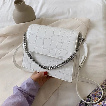 

Stone Pattern Small PU Leather Crossbody Bags For Women 2020 Simple Chain Shoulder Handbags Female Travel Cross Body Bag