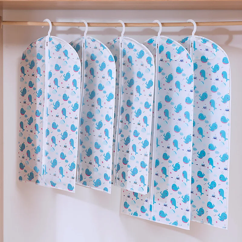Whale 60x130cm Милый Кот PEVA чехол для одежды для защиты от пыли платье куртка костюм пальто чехлы для одежды шкаф подвесной шкаф для одежды Органайзер - Цвет: Whale 60x130cm