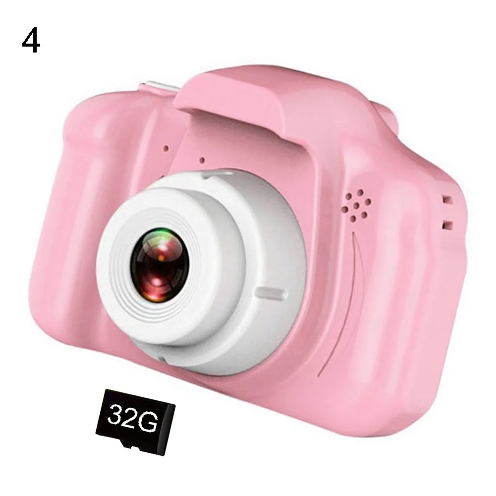 2 дюйма мини Камера детские развивающие игрушки HD Экран usb-камкодер цифровая фотокамера детские развивающие игрушки подарок на день рождения - Цвет: 32g Memory Card Pink