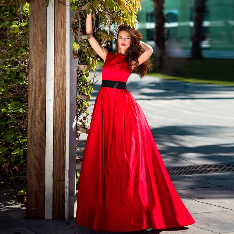 

Verngo Simple Aline Evening Dress Red Stain Evening Dresses Long 2019 Evening Gown Fashion Formal Party Dress Robe De Soiree