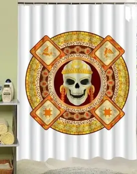 

Yellow Mandalan Skull 3D Shower Curtain Bathroom Decor