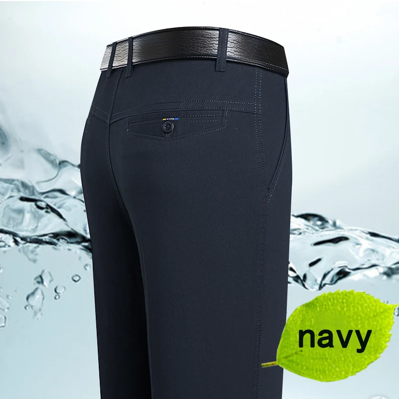 Casual Pants Spring and Summer Brand Men's Trousers Middle-aged Men Thin Solid Color Loose Pant High Waist