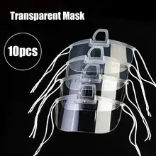 10 pçs reusável transparente anti-fog motocicleta máscara facial plástico spittle escudo boca capa restaurante catering máscara à prova de poeira