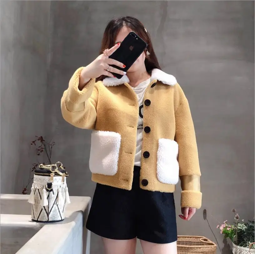 

Womens Clothing 2019 New Sheep Shear Coat Women Faux Fur Coat High quality Fashion Coats Woman