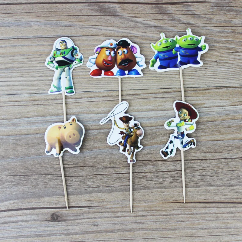 24 шт. Toy Story тема Торт Топперы Дети День рождения украшения кекс топперы для детского душа вечерние принадлежности - Цвет: 001