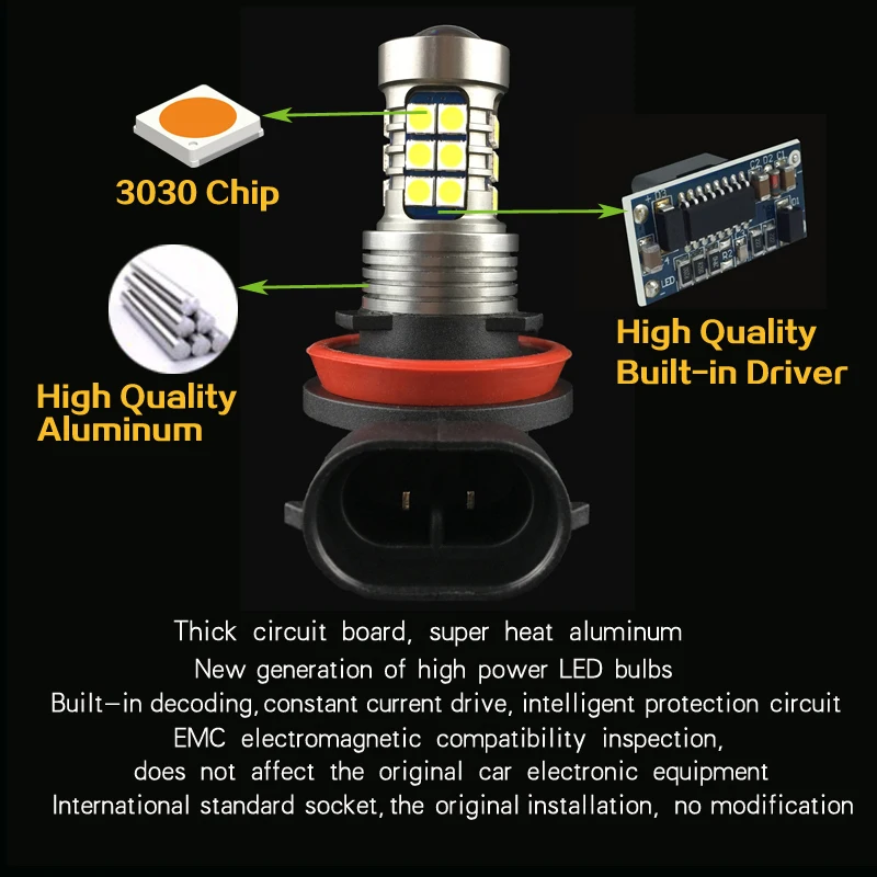 1pcs ڵ led    h8 h11 9006 hb4  ǼƮ elantra ҳŸ tiburon Ÿ  azera â  ũ