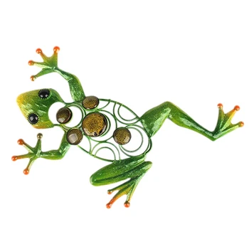 

Wrought Iron Green Frog Five Glass Decorations Creative Home Craft Wall Hanging Wall Decoration