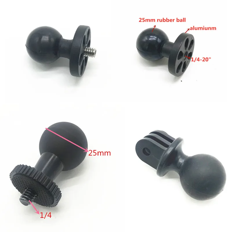 Tripod Mount Adapter 1 inch Ball Mount to 1/4 Screw Adapter for Gopro Action Camera GPS