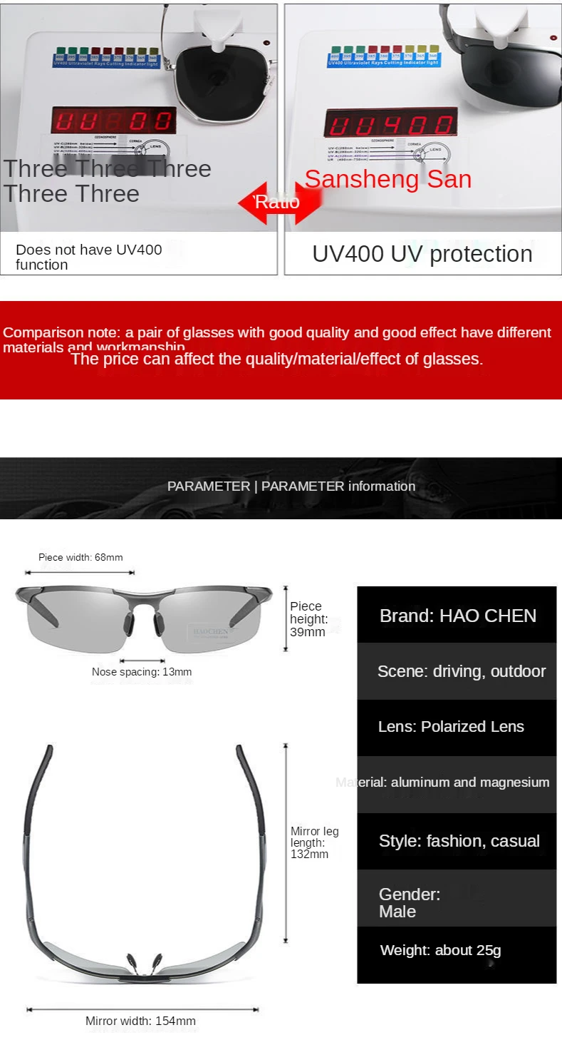 Day And Night Polarized Color-Changing Sunglasses Male Driver Driving Glasses Fishing Night Vision Driving Men’s Special