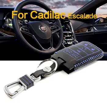 

Key Holder Top Layer Leather Car Styling Key Cover With Buckle For Cadillacs XTS ATSL SLS CTS XTS SRX ETC Remote Control
