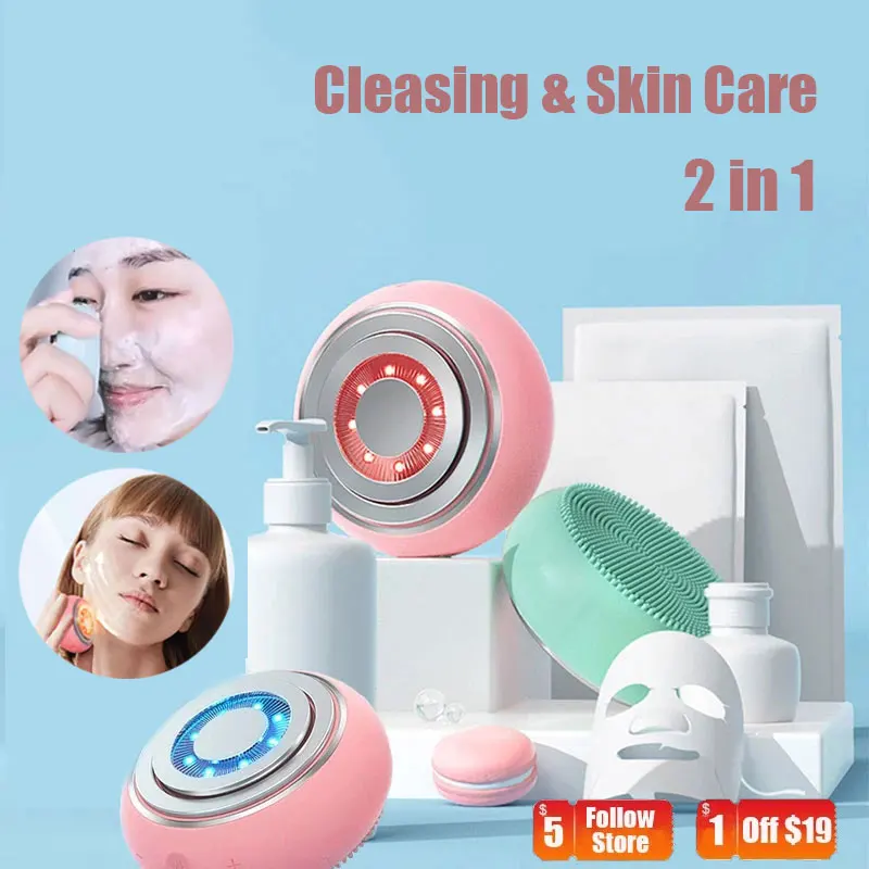 Cepillo de limpieza Facial y cuidado de la piel, masajeador Facial 2 en 1 para estiramiento Facial, cepillo de limpieza Facial Suave, herramienta de belleza de masaje