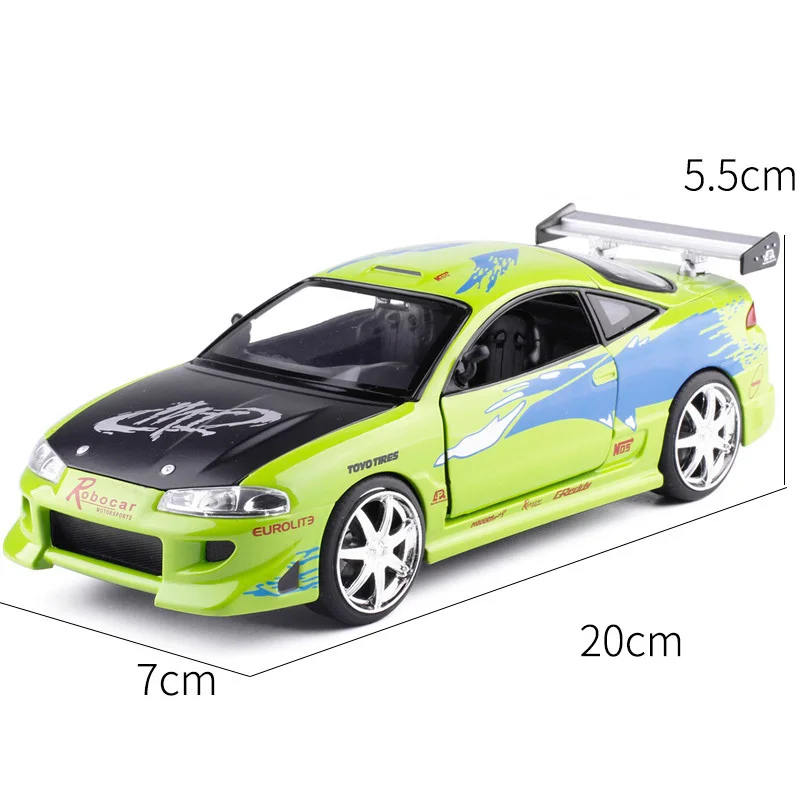 Масштаб 1:24 Форсаж Зеленый Mitsubishi Japan Eclipse1995 спортивная модель автомобиля для