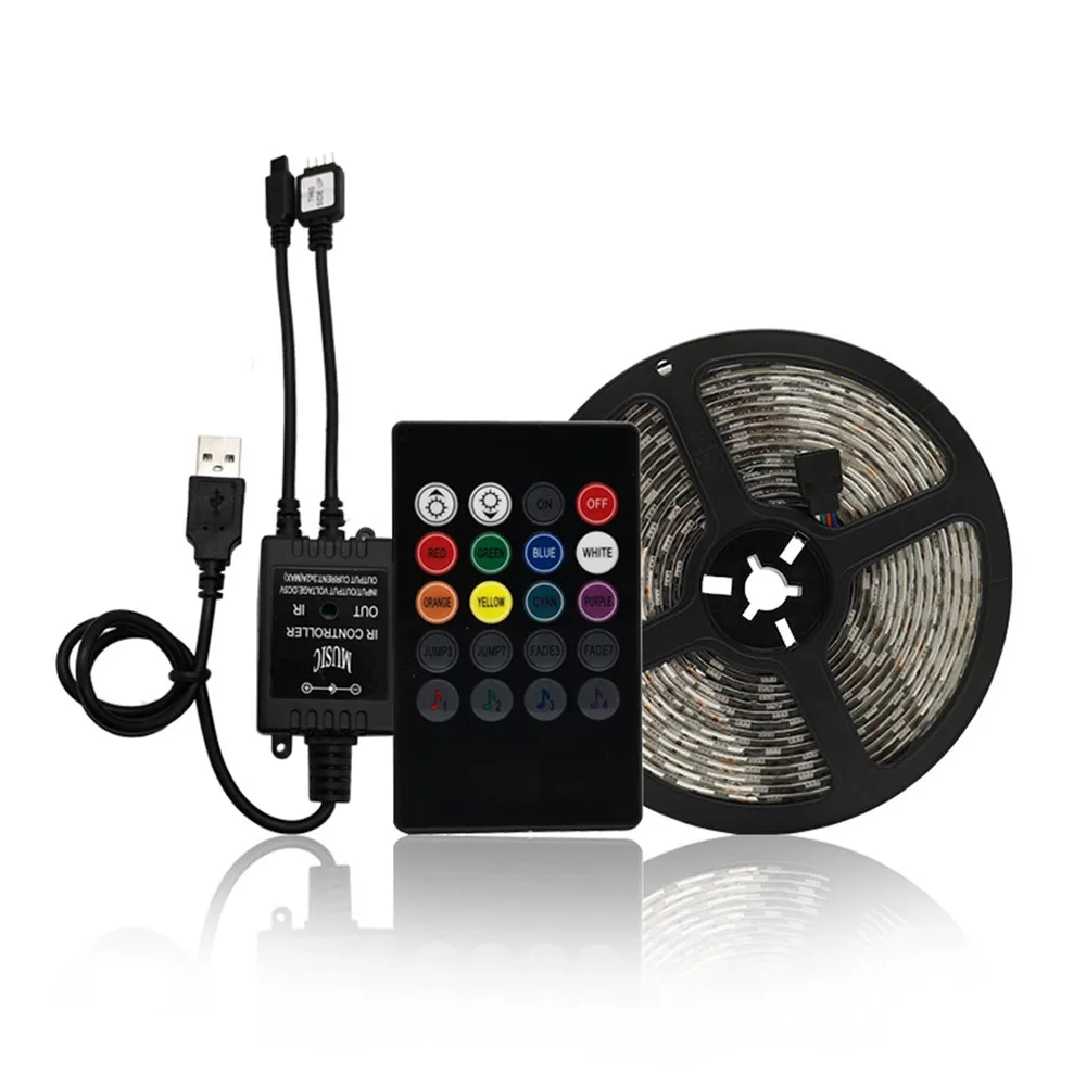RGB Music Set Музыка Светодиодные ленты RGB ленты света USB 5V ТВ Подсветка для вечерние фонового освещения водонепроницаемый гибкий неоновый светодиодный smd 5050 RGB светодиодные полосы fita - Испускаемый цвет: RGB Music Set