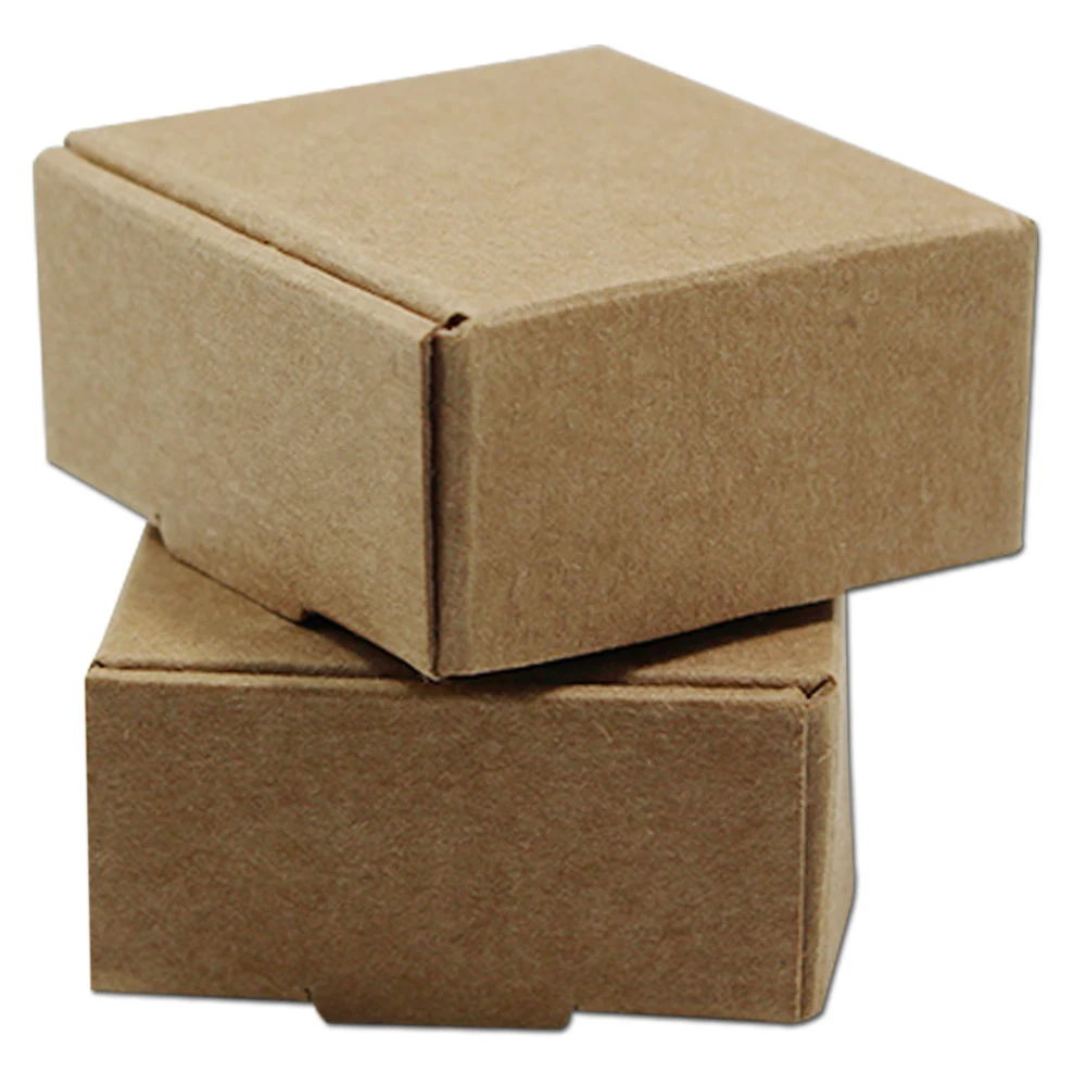 

DHL 8.5*8.5*3.5cm 200Pcs/ Lot Small Brown Party Kraft Paper Packaging Boxes Packing Wedding Gift Candy Package Cardboard Boxes