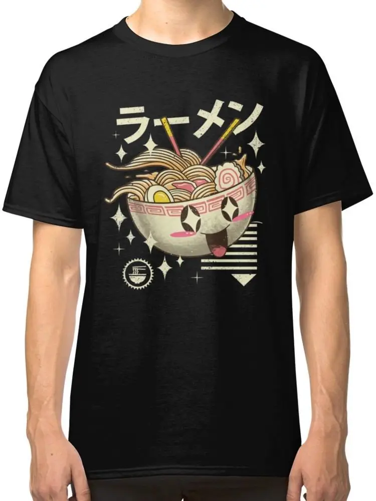 Kawaii Ramen черная футболка футболки с коротким рукавом скидка 100% хлопок крутая