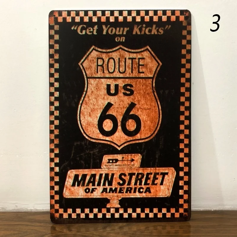 Route 66 настенный стикер под железо табличка Ретро металлическая жестяная вывеска отель Бар Кафе домашний паб домашний декор(посетите наш магазин, больше продуктов - Цвет: Красный