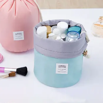

4-piece Portable Cylinder Drawstring Cosmetic Bag, Two Storage Bags and Transparent Bag Set