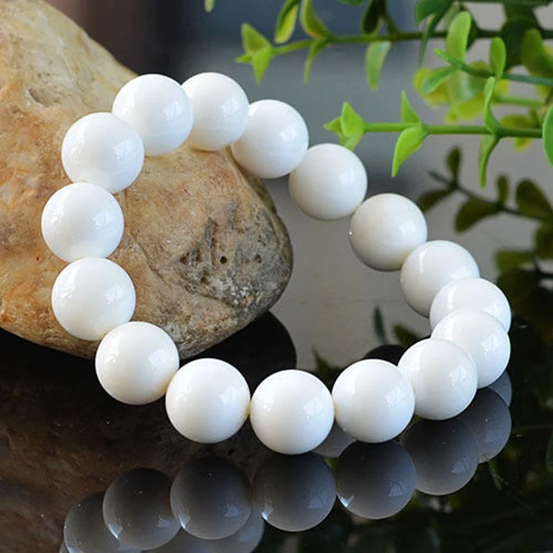 MOROW Fashion Handmade Cool Natural White Tridacna Round Beads Stone Bracelets Beaded Elastic Rope Bracelet Women Men Jewelry (7)
