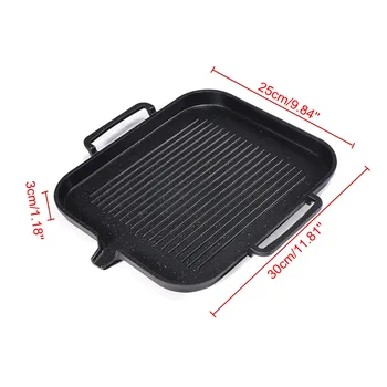 

New BBQ Barbecue Aluminum Frying Grill Pan Plate Non Stick Coating Cookware Induction Compatible Kitchen Cooking BBQ Pan 2-4 Peo