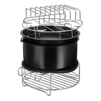 

117PCS 8" Air Fryer Accessories Rack Cake Pizza Pan Oven Barb Cake Cup Barrel Home Kitchen Cooking Tools for Barbecue Baking