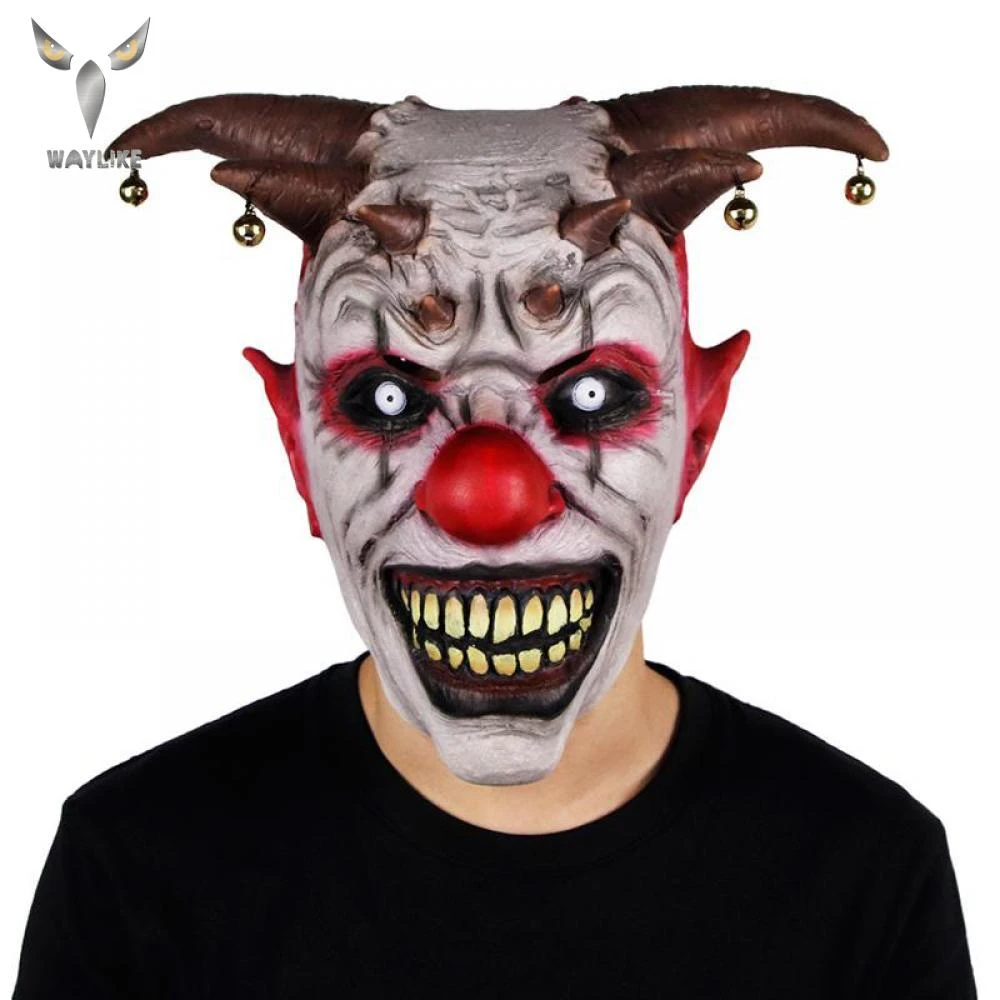 Waylikeハロウィン怖い鐘ピエロラテックスマスク怖い悪魔ピエロフルフェイスマスク衣装パーティーコスプレマスクマスク ボーイズコスチュームアクセサリー Aliexpress