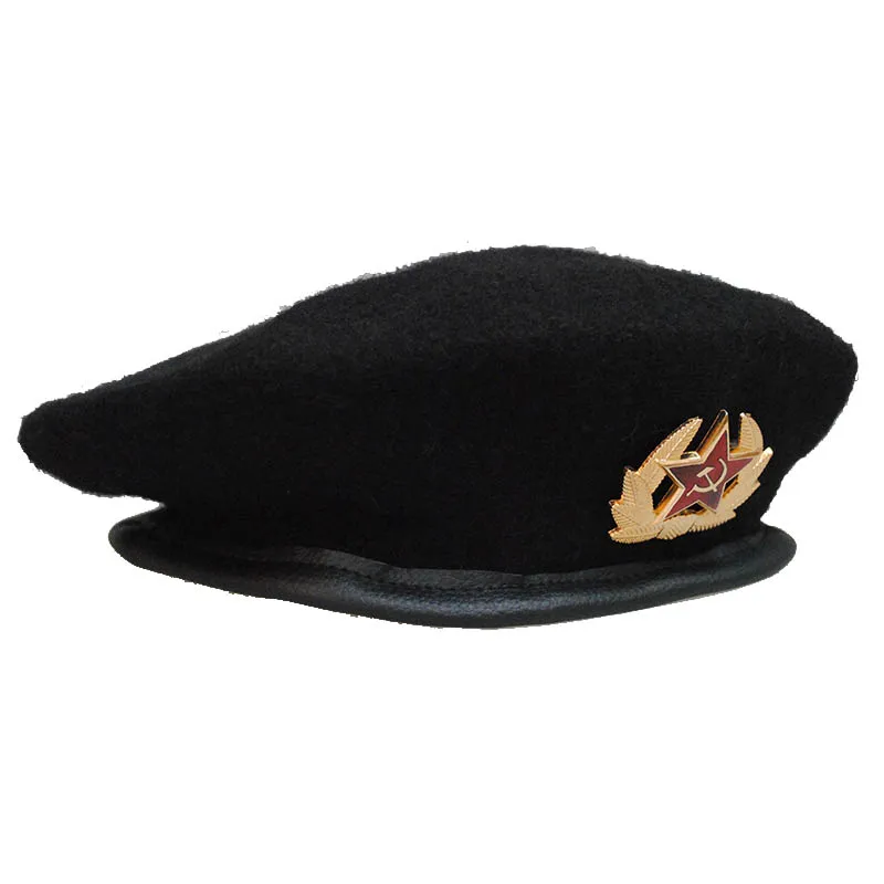 white beret men Classic Soviet Special Troops MVD Beret Hat Russian Special Police Wool Headdress for Men 60cm men with beret