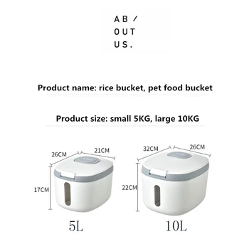 Kitchen Container 5KG 10KG Bucket Nano Insect-Proof Moisture-Proof Rice Box Grain Sealed Jar Home Storage Pet Dog Food Store Box 2