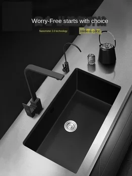 

Extra Large Black Kitchen Sink Household High-End Free Shipping Sink Practical Luxury Economical Modern Nano Sink