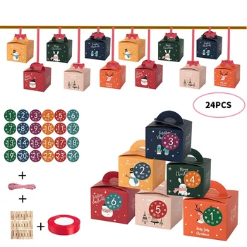 

Gift Bags Christmas 24 Pieces Kraft Paper Bags with 24 Christmas Stickers christmas decorations for home christmas gift lutin de