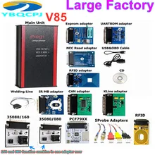 Iprog + v85 iprog pro programador com adaptadores de sondas para em-circuito ecu suporte immo + correção de quilometragem + airbag reset até 2019