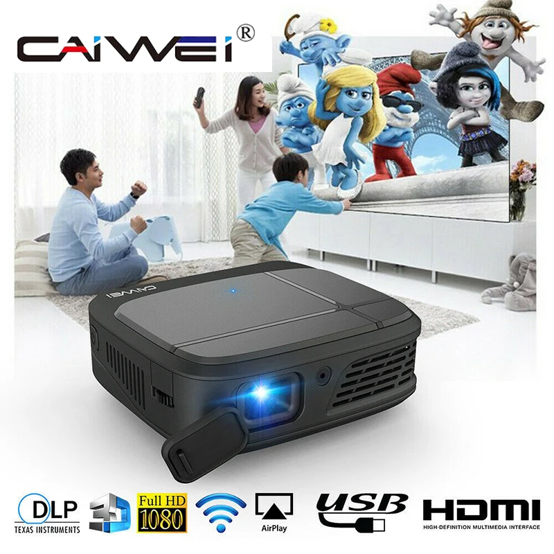 Портативный мини проектор CAIWEI H6W для смартфона DLP 1080P Wi Fi| |