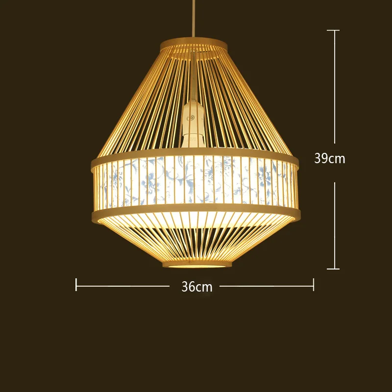 Japan Style Bamboo Pendant Lights Lighting LED Light Fixture Pendent Lamp Dining Living Room Bedroom Kitchen Cafe Hanging Lamp - Цвет корпуса: 36cmx39cm B