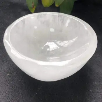 

Free Shipping 1.8'' Deep Natural Clear Quartz Crystal Carving Energy Healing Bowl For Decoration FMX