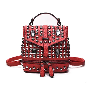 

2019 New Women's Backpack Rivet Mini Shoulder Bag Female Punk Personality Multi-purpose Backpack Travel Bag
