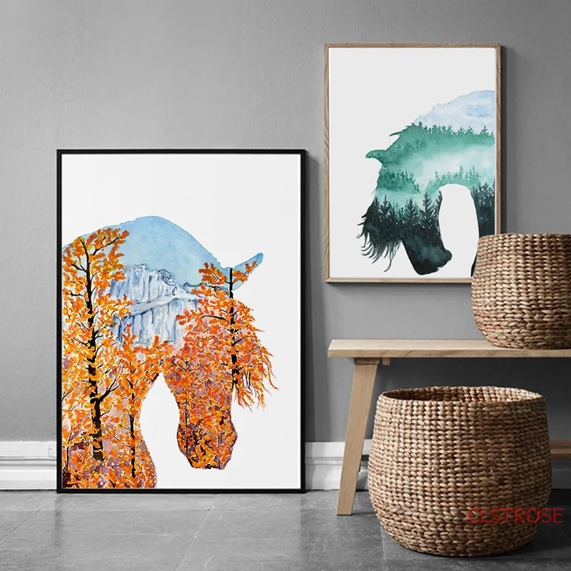 

Modern Minimalist Abstract Horse Oil Canvas Painting Nordic Poster Fresh Landscape Animals Art Wall Pictures For Living Room