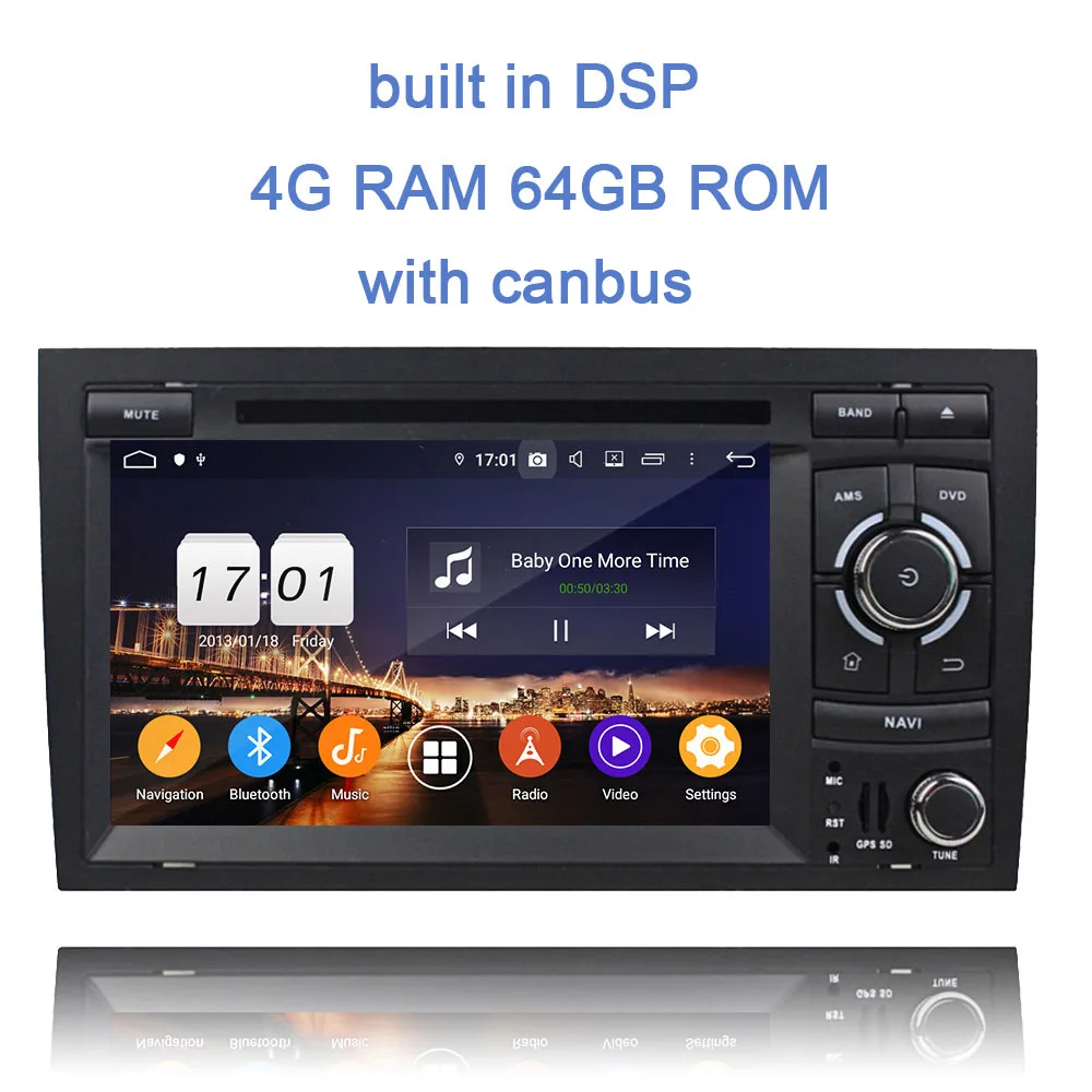 PX6 2 din Android 9,0 Bluetooth 4,2 4G ram+ 64G rom автомобильный dvd-плеер для Audi A4 S4 RS4 2002-2008 Wifi RDS радио gps ГЛОНАСС карта - Цвет: 4GB 64GB with canbus