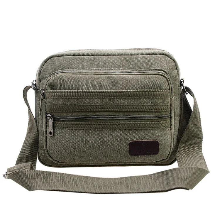 Horizontal-ArmyGreen Мужские холщовые ретро сумки через плечо сумка для отдыха на открытом воздухе многофункциональные сумки - Цвет: Horizontal-ArmyGreen