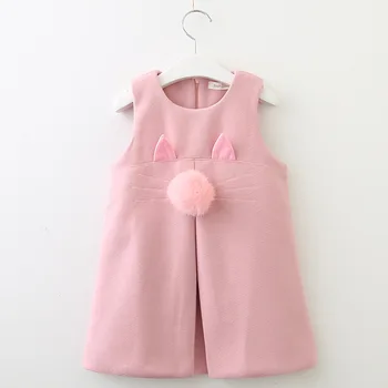 Girls Dresses Fashion Wool Bow Sleeveless Party Dress for Girl 2 3 4 5