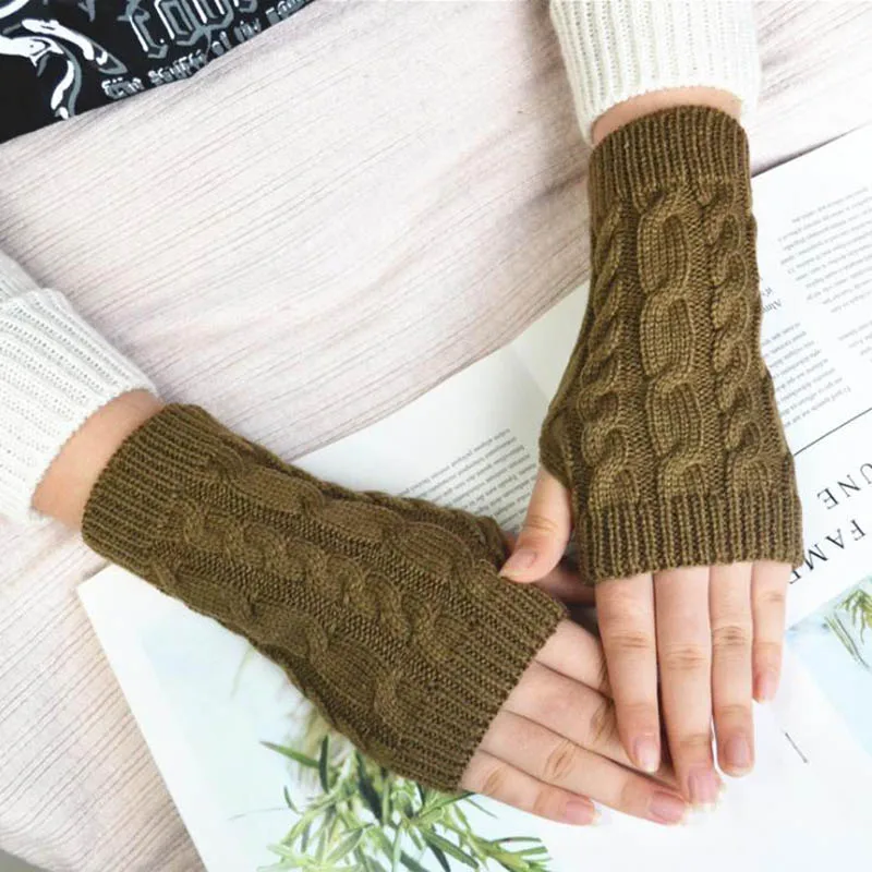 J12 Khaki Calymel, весна-осень, женские шерстяные вязаные гетры, зимние модные перчатки с рукавами, на пуговицах, вязаные перчатки, длинные перчатки - Цвет: J12 Khaki
