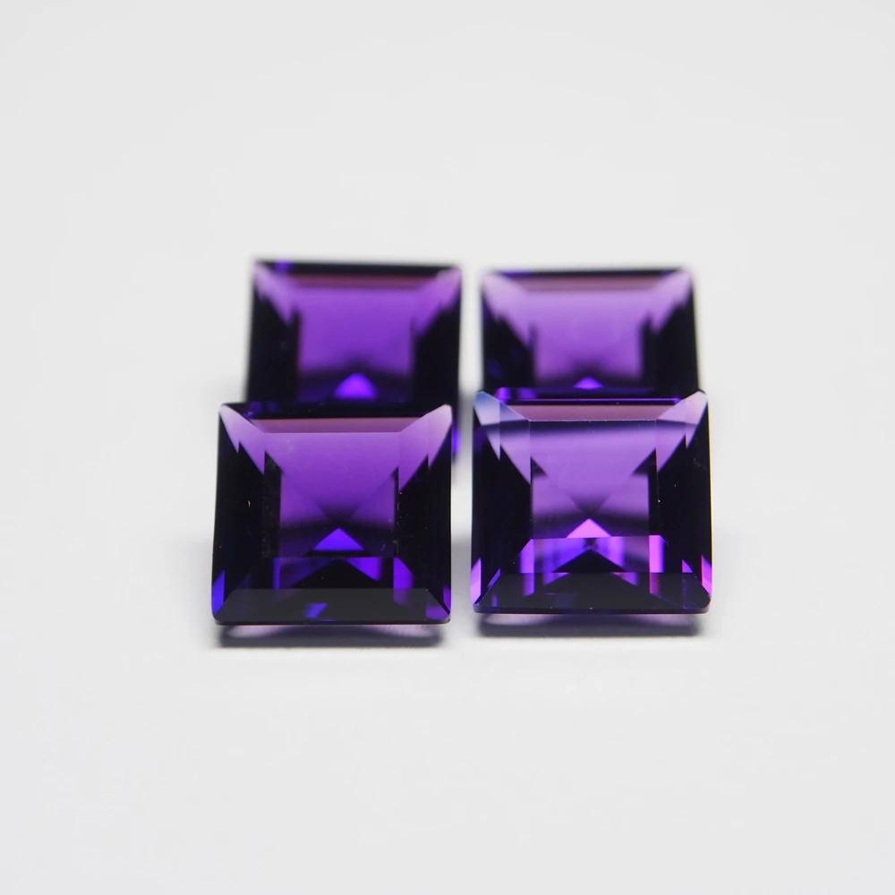 10*10mm 5 Piece Square shape Set cut Hydrothermal quartz stone Laboratory manufacturing amethyst loose gemstone for Ring | Украшения и